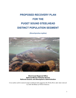 Proposed Recovery Plan for the Puget Sound Steelhead Distinct Population Segment