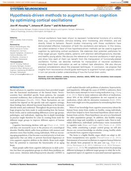 Hypothesis-Driven Methods to Augment Human Cognition by Optimizing Cortical Oscillations