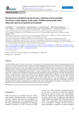 Parasite Host-Switching from the Invasive American Red-Eared Slider