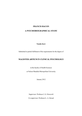 Francis Bacon a Psychobiographical Study