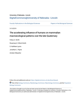 The Accelerating Influence of Humans on Mammalian Macroecological Patterns Over the Late Quaternary