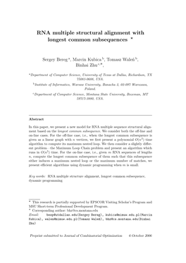 RNA Multiple Structural Alignment with Longest Common Subsequences *