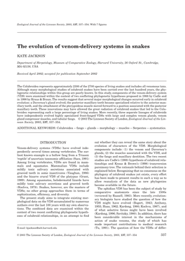 The Evolution of Venom-Delivery Systems in Snakes