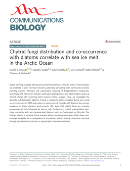 Chytrid Fungi Distribution and Co-Occurrence with Diatoms Correlate with Sea Ice Melt in the Arctic Ocean ✉ Estelle S