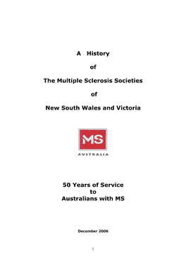 A History of the Multiple Sclerosis Societies of New South Wales And