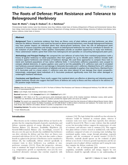 Plant Resistance and Tolerance to Belowground Herbivory