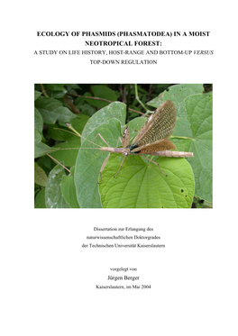 Ecology of Phasmids (Phasmatodea) in a Moist Neotropical Forest: a Study on Life History, Host-Range and Bottom-Up Versus Top-Down Regulation