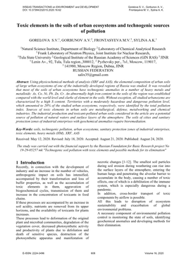 Toxic Elements in the Soils of Urban Ecosystems and Technogenic Sources of Pollution