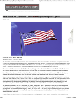 Naval Militia: Emergency Response Option | in Homeland Security