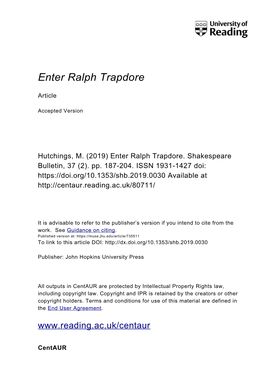 Enter Ralph Trapdore