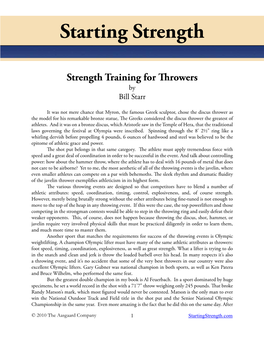 Strength Training for Throwers by Bill Starr