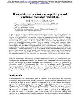 Homeostatic Mechanisms May Shape the Type and Duration of Oscillatory Modulation