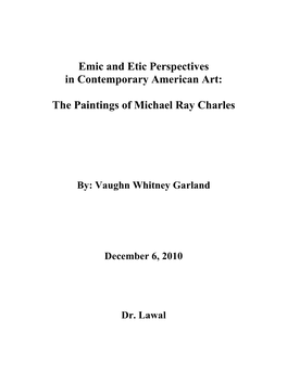 Emic and Etic Perspectives in Contemporary American Art The