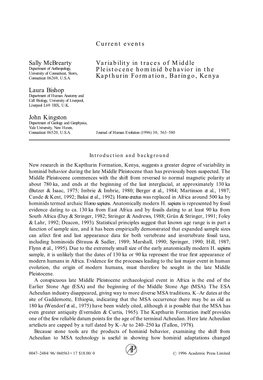 Variability in Traces of Middle Pleistocene Hominid Behavior in The