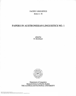 Papers in Austronesian Linguistics No. 1