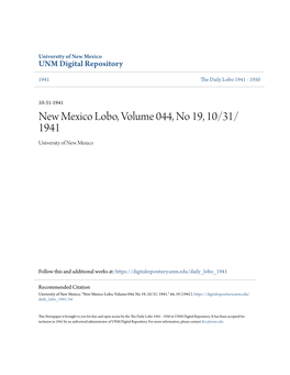 New Mexico Lobo, Volume 044, No 19, 10/31/1941.