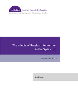 The Effects of Russian Intervention in the Syria Crisis