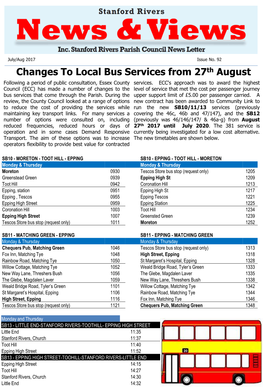 Changes to Local Bus Services from 27Th August Following a Period of Public Consultation, Essex County Services