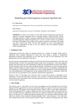 Modelling Pore Fluid Migration in Layered, Liquefied Soils