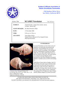 SCAMIT Newsletter Vol. 19 No. 6 2000 October