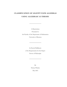 Classification of Leavitt Path Algebras Using Algebraic K-Theory