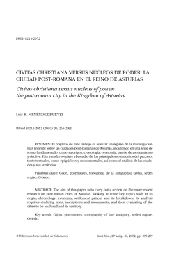 Civitas Christiana Versus Núcleos De Poder: La Ciudad Post-Romana En El