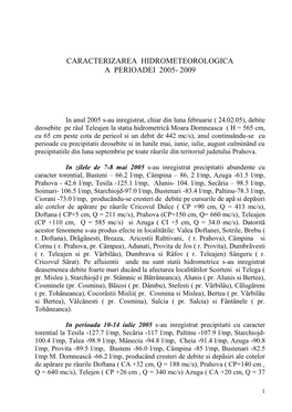 Caracterizarea Hidrometeorologica a Perioadei 2005- 2009