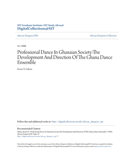 Professional Dance in Ghanaian Society:The Development and Direction of the Ghana Dance Ensemble Krista N