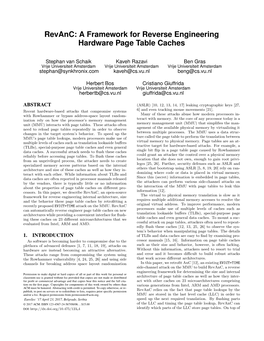 Revanc: a Framework for Reverse Engineering Hardware Page Table Caches