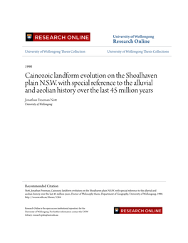 Cainozoic Landform Evolution on the Shoalhaven Plain N.S.W. With