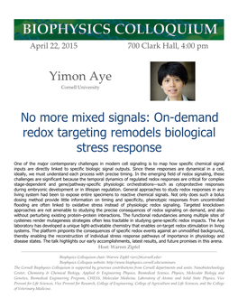 Yimon Aye No More Mixed Signals: On-Demand Redox Targeting Remodels