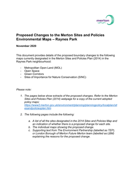 Raynes Park Policy Map Changes.Pdf