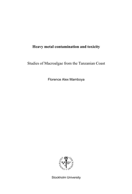 Heavy Metal Contamination and Toxicity Studies of Macroalgae From