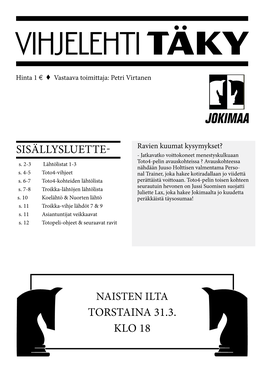 TORSTAINA 31.3. Klo 18 Sisällysluette