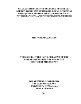 Characterization of Selected Petroleum Source Rocks and Reservoir Rocks of Bengal Basin (Bangladesh) Based on Geochemical, Petrographical and Petrophysical Methods