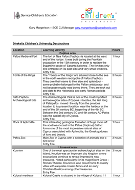 Dhekelia Children's University Destinations