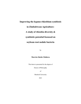 Improving the Legume-Rhizobium Symbiosis in Zimbabwean Agriculture