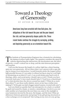 Toward a Theology of Generosity by ARTHUR M