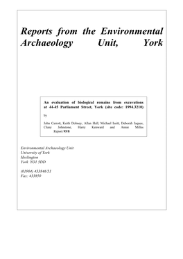 Reports from the Environmental Archaeology Unit, York