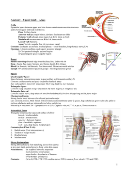 Upper Limb – Areas