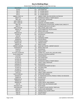 Key to Walking Maps Streets Listed More Than Once Appear on More Than One Map