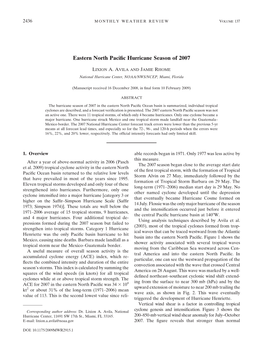 Eastern North Pacific Hurricane Season of 2007