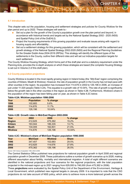 Population, Housing & Settlement