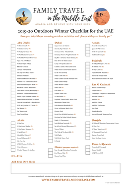 UAE Winter Activity Checklist 2018-19.Xlsx