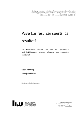 Påverkar Resurser Sportsliga Resultat?