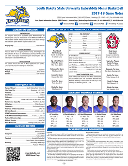 South Dakota State University Jackrabbits Men's Basketball 2017