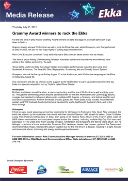 Grammy Award Winners to Rock the Ekka