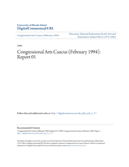 Congressional Arts Caucus (February 1994) Humanities, Subject Files I (1973-1996)