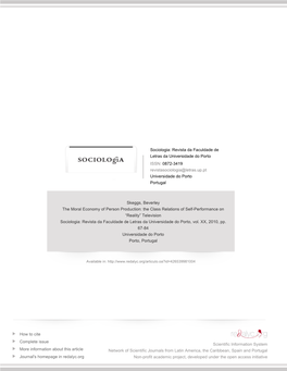 The Moral Economy of Person Production: the Class Relations of Self-Performance on “Reality” Television