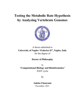 Testing the Metabolic Rate Hypothesis by Analyzing Vertebrate Genomes